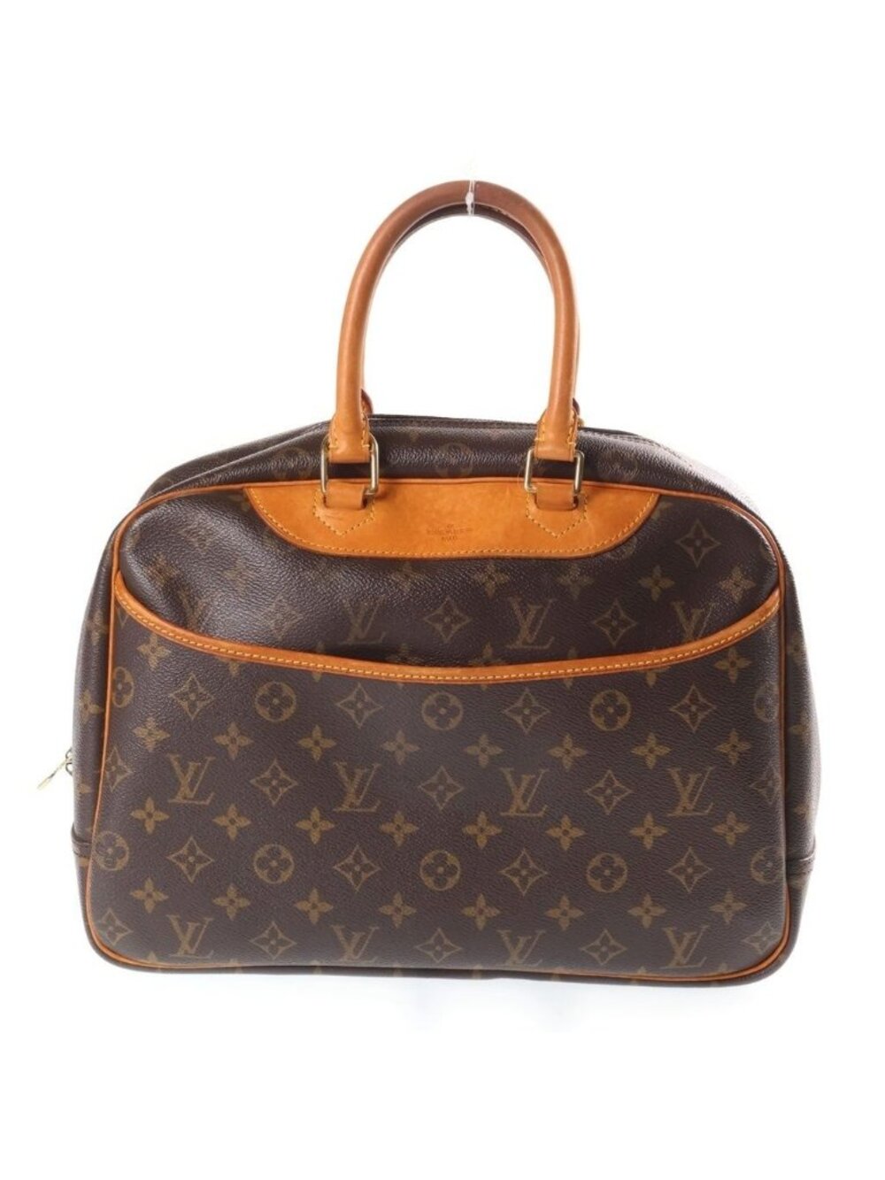 Louis Vuitton Monogram Deauville Handbag Brown Leather Gold